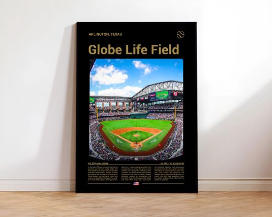 Globe Life Field Poster - Texas Rangers Stadium Wall Art, Baseball Print, Arlington Sports Decor
