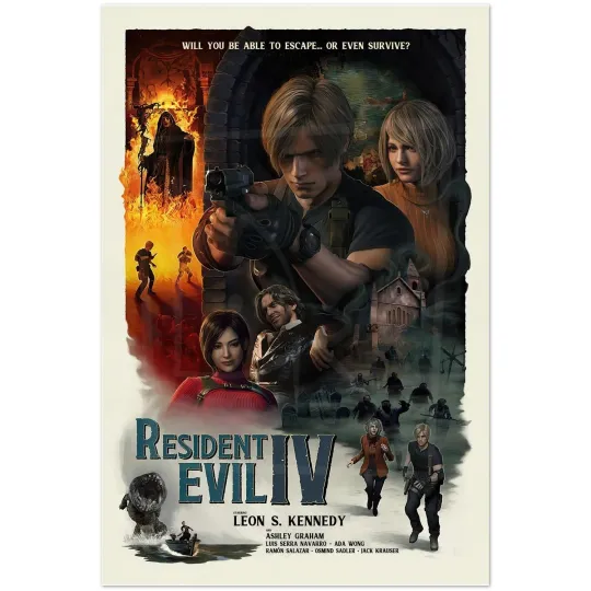 Resident Evil IV Leon Kennedy Vertical Poster