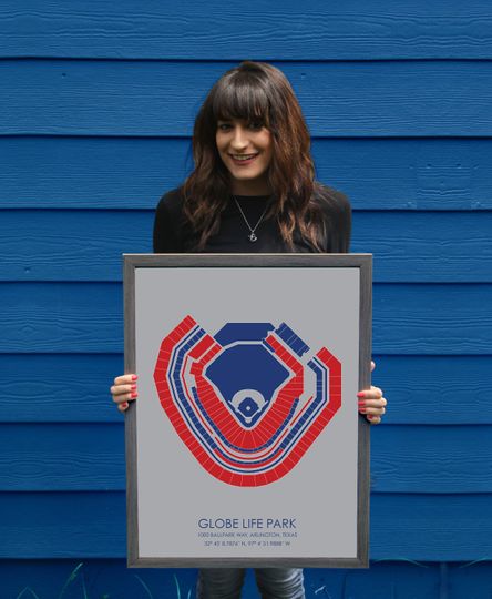Texas Rangers Poster, Globe Life Park, Baseball Art, Vertical Matte Print