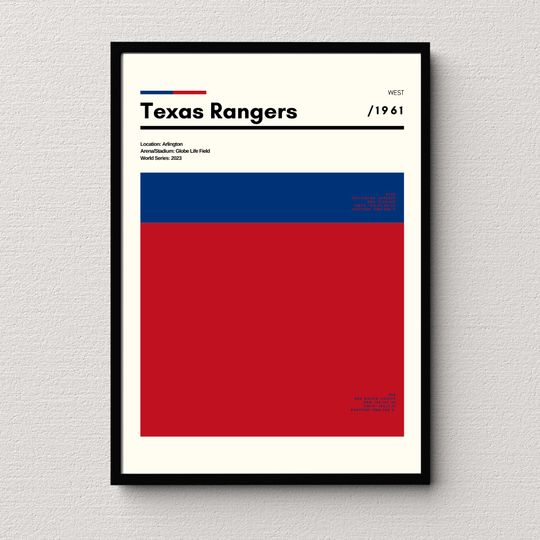 Texas Rangers Minimalist Vertical Poster