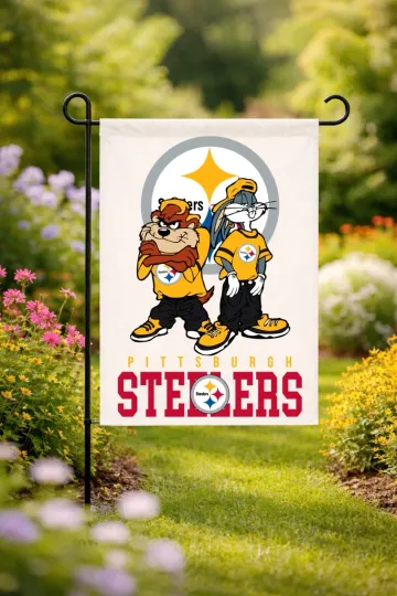 Pittsburgh Football Bugs Bunny Garden Flag double-Sided Handmade Taz