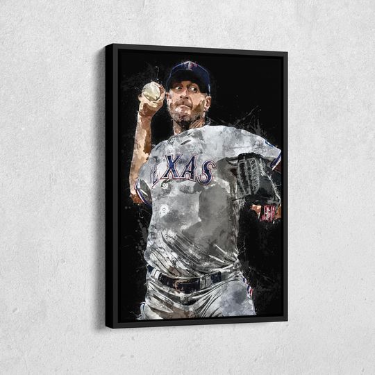Max Scherzer Print - Texas Rangers Wall Art, Decor for Home & Man Cave, Baseball Gift