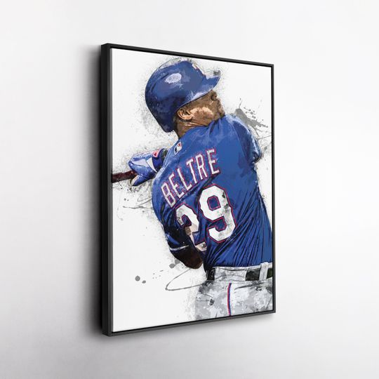 Discover Adrian Beltre Texas Rangers Canvas Print MLB Baseball Wall Art Framed Poster Man Cave Decor Sports Gift for Rangers Fans