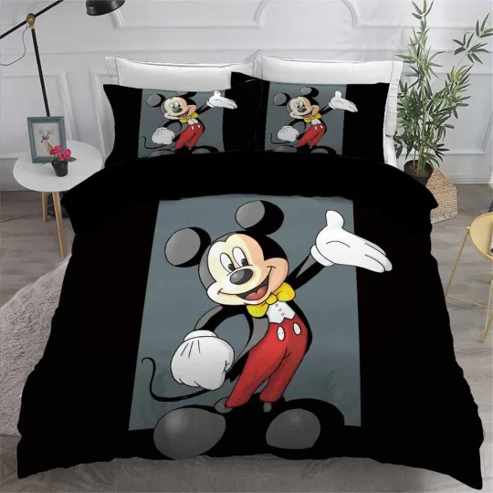 Discover Single Double Queen King Bed Quilt Doona Duvet Cover Set Mickey Mouse Black