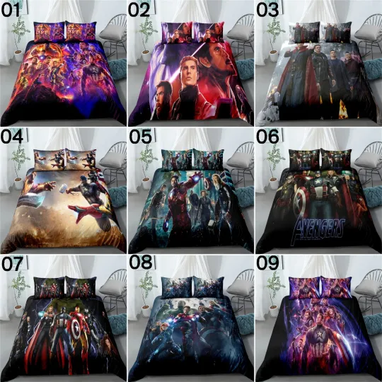 Discover King Single/Double/Queen/King Bed Quilt/Doona/Duvet Cover Set The Avengers