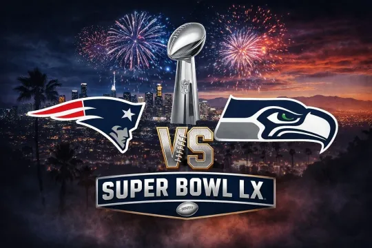 Super Bowl LX Patriotsss vs Seahawkss Super B.owll Watch Party Invitation , AOP Banner