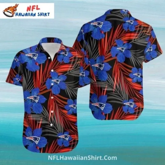 New England Patriots Blue Hibiscus Aloha Hawaiian Shirt