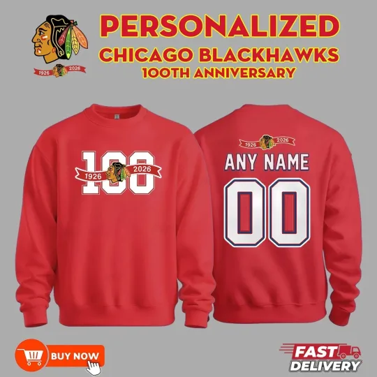 Discover Chicago Blackhawk Hockey Custom Number & Name Unisex Sweatshirt