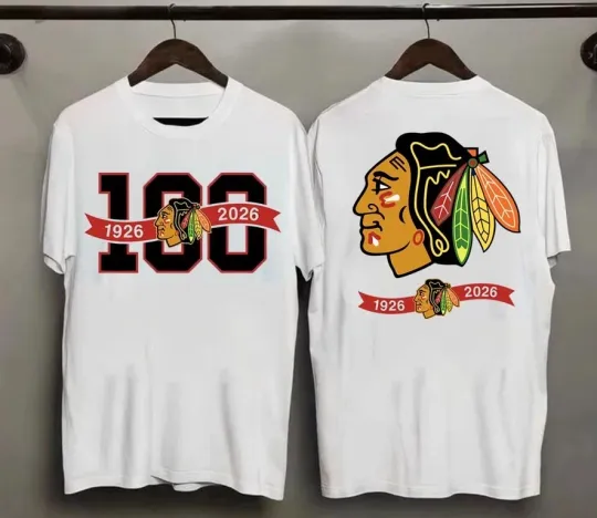 Discover Chicago Blackhawks 100th Anniversary White Double Sided T-Shirt Unisex Fan Gift