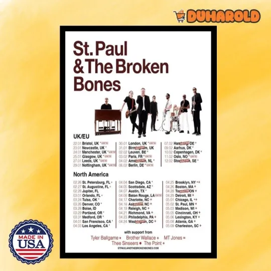 Discover NEW St. Paul & The Broken Bones UK & EU & North America Tour 2026 Poster