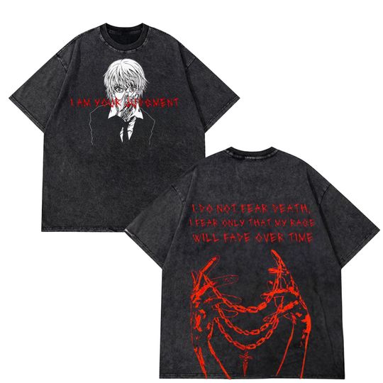 Discover xHunter Kurapika Judgment Chain Vintage Wash T-Shirt Gothic Streetwear