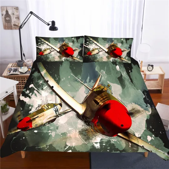 Airplane Painting Bedding Set, Gift for Friends
