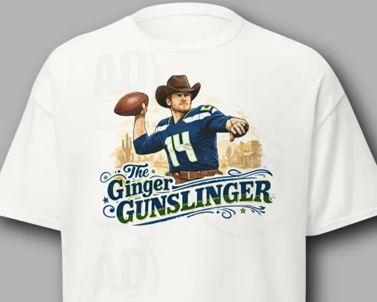 Discover Sam Darnold Seahawks T-Shirt Ginger Gunslinger #14 Football Casual Tee