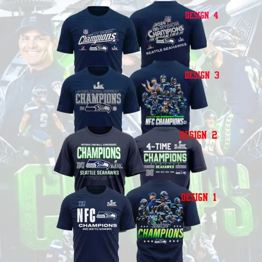 Discover Seattle Seahawks 2025 Champions & Super Bowl LX Game Multi Designs