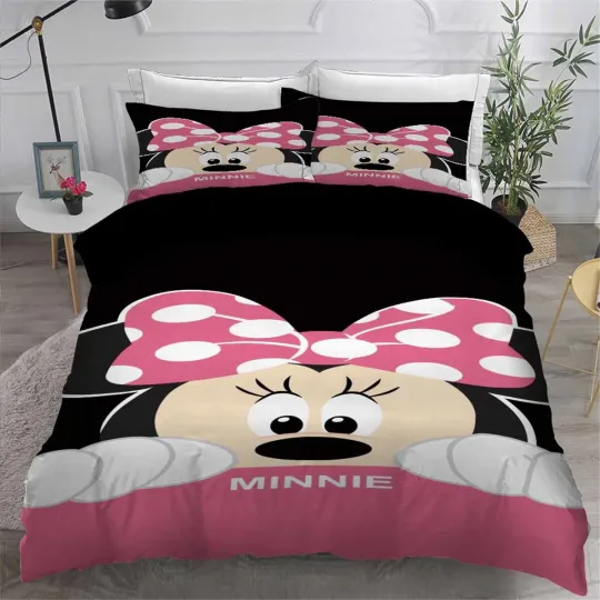 Discover Minnie Mouse Single Double Queen King Size Bed Quilt Doona Duvet Cover Set