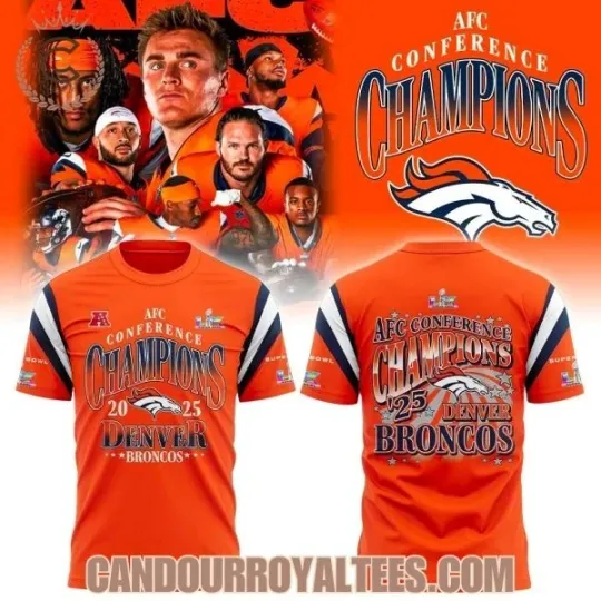 Discover Denver Broncos 2025 AFC Conference Champions 3D T-Shirt Unisex