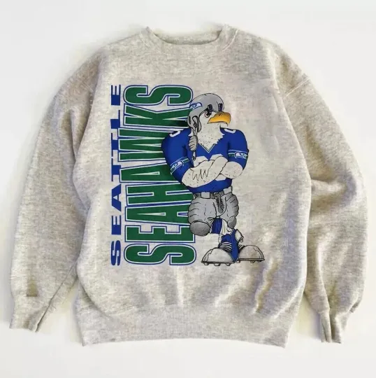 Discover Vintage 1990s Seattle Seahawks Sweatshirt Ash Gray Unisex Fan Gift