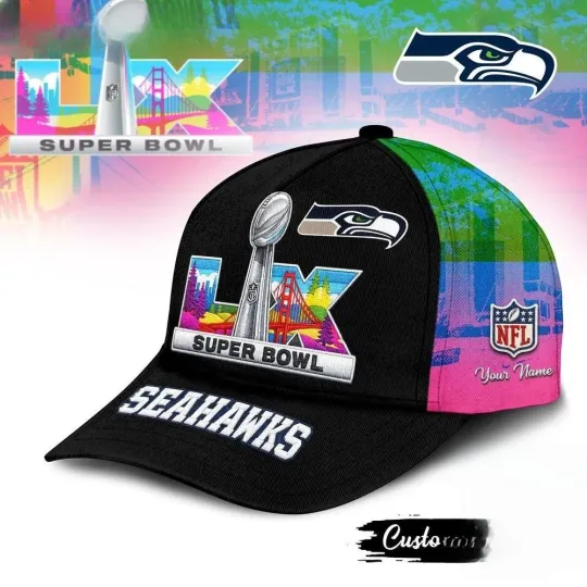 Discover Seahawks  2026 Super Bowl LX Logo Team Design Classic Cap