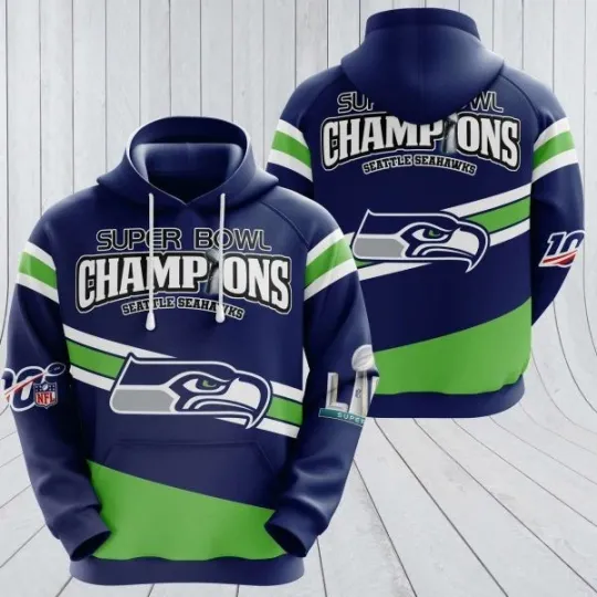Discover Seahawkssss Champions 3D Hoodie All Over Printed Seahawksss Fan Gift Ideas