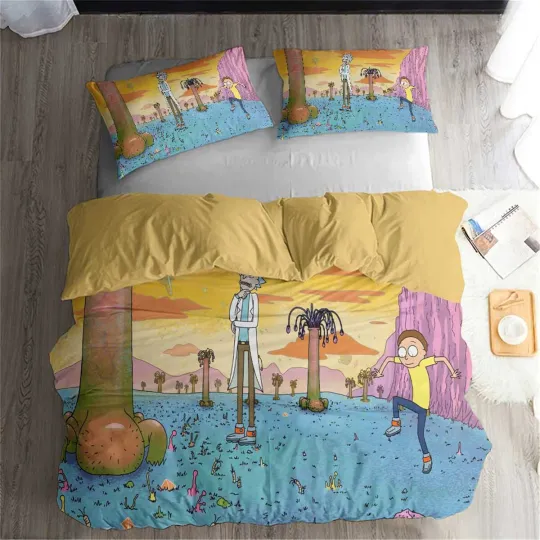 Rick and Rickandmorty Bedding Set, Gift for Friends
