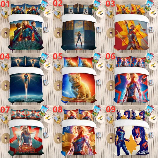 Captain Marvel Bedding Set, Gift for Friends