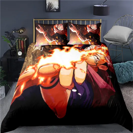 Discover Jujutsu Satoru Fire Bedding Set, Gift for Friends