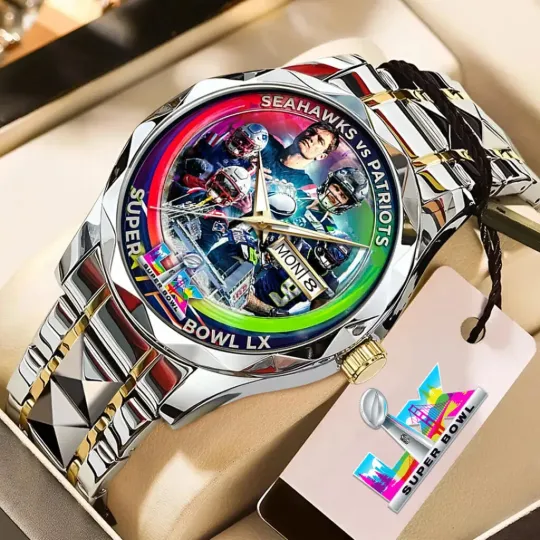 Seahawks x  Patriots Super Bowl LX 2025 Steel Band Watch