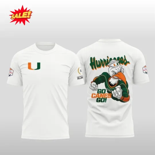 Discover Miami Vrbo Fiesta Bowl Mascot Go Canes Go 3D Shirt S-5XL