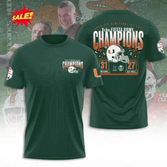 Discover Miami Vrbo Fiesta Bowl Mascot Go Canes Go 3D Shirt S-5XL  CM1