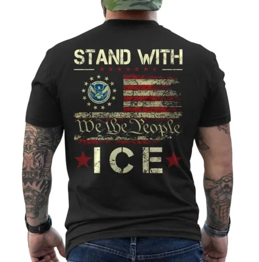 Discover new- ICE Immigration Officers American Flag I Support Trump Stand With ICE shirt