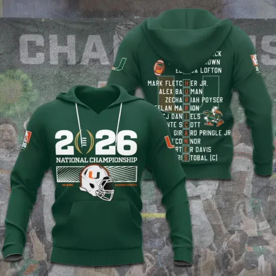 Discover 2026 Miami Football 3D Hoodie S-5XL 3D Hoodie M53