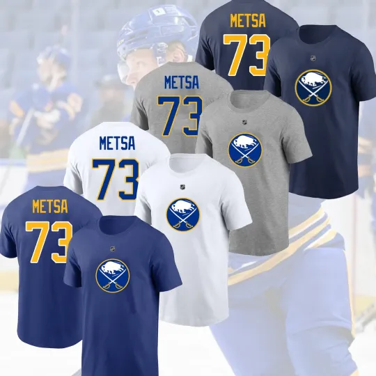 Discover Zach Metsa Buffalo Sabres 2025 Name & Number Double Sided T-Shirt