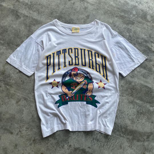 Discover Vintage 90s Pittsburgh Brutes College White T Shirt