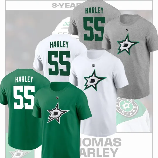 Thomas Harley Dallas Stars 2025 Double Sided T-Shirt Name & Number Fan Gift