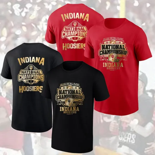 Discover Indiana Hoosiers 2026 CFP National Champions Double Sided T-Shirt Black & Red