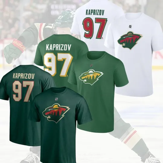 Discover Kirill Kaprizov #97 Minnesota Wild Double Sided T-Shirt 2026 Name & Number Fan Gift