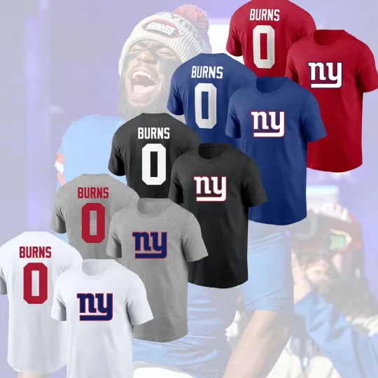 Discover Brian Burns New York Giants 2025 Player Name & Number Double Sided T-Shirt