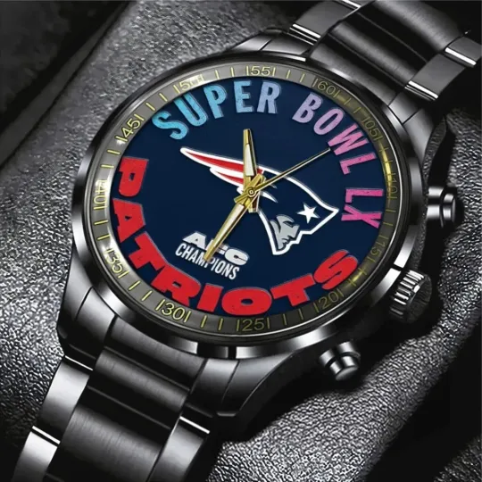 Discover Patriots 2025 AFC Champions Black Stainless Steel Watch