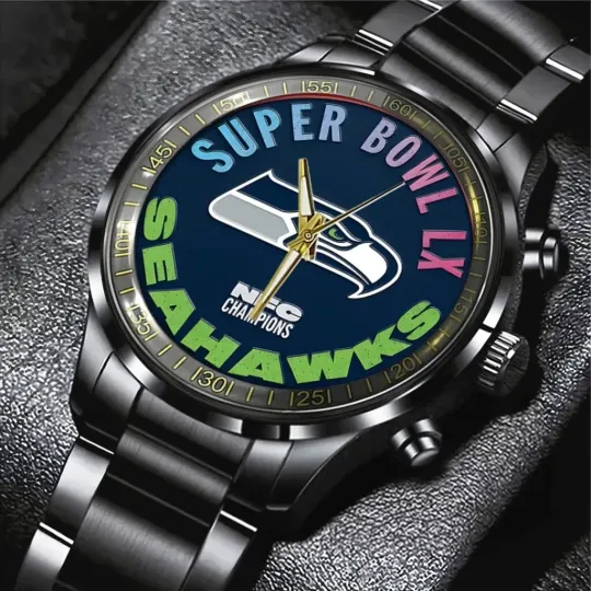 Discover Seahawks 2025 Champions Black Stainless Steel Watch