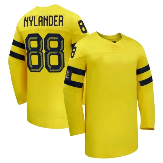Discover Men's #88 Nylander Yellow 2026 Away Replica All Stitched Hockey Jersey Sz S-6XL