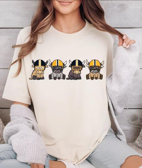 Discover Pittsburgh Highland Cow Football T-Shirt, Pittsburgh Football Game Day Shirt
