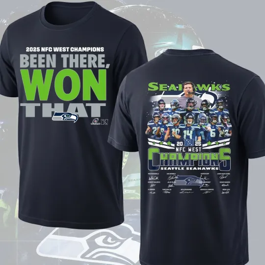 Seatttle Seahawks 2025 NFC West Division Champions Signature T-Shirt 2 Sided