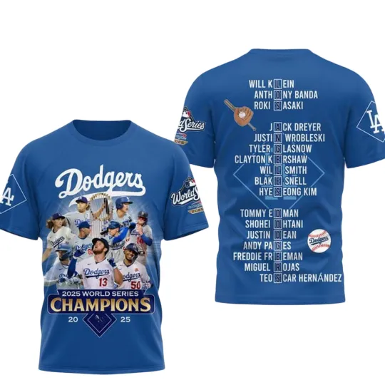 Dodgers 2025 World Series Champions 3D T-Shirt
