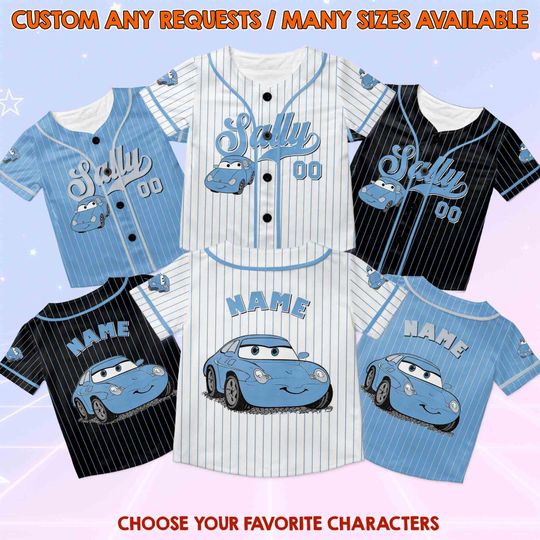 Discover Disney Cars Sally Baseball Jersey, Custom Name Cars Sally Jersey, Cars Movie Characters Jersey, Disney Cars Birthday Shirt
