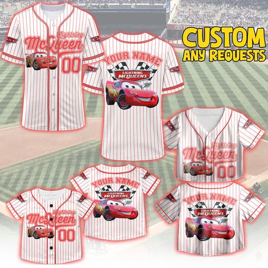 Discover Personalized Disney Cars Lightning McQueen Baseball, Custom Cars Baseball Jersey Team, Personalized Disney Baseball Team Outfit, Cars Land