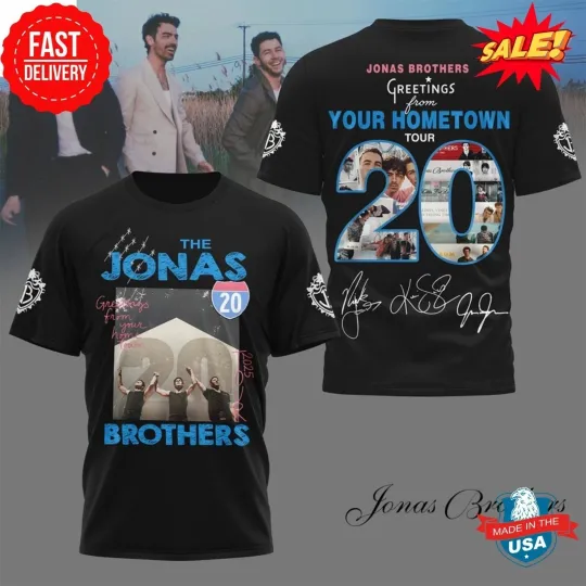 Jonas Brothers Greetings From Your Hometown 2025 Tour 3D T-Shirt