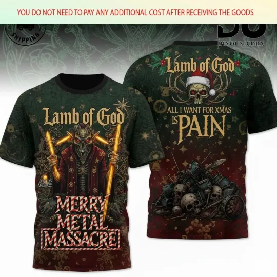 Christmas Lamb Of God Ashes Of The Wake Gift Xmas 3D T-Shirt