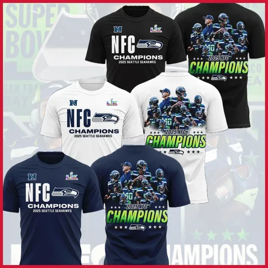 Seattle Football 2025 - 2026 N.F.C Champions Both Side Fan Look