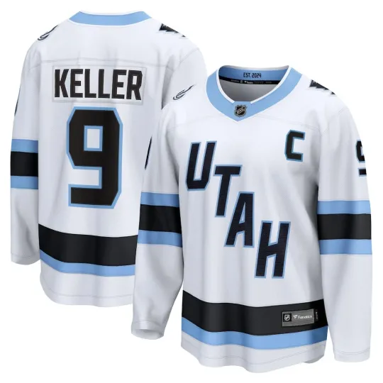 Discover Utah Mammoth Clayton Keller #9 Fanatics White Away 2026 Breakaway NHL Jersey