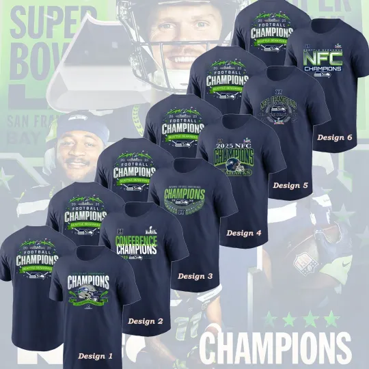 Discover NEW HOT! Navy's Seattle Seahawks 2025 NFC Champions Multidesign Name & Number